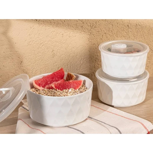 حافظة طعام لون أبيض 11.5*12.8*15 سم, 3 قطع من انجلش هوم حافظة طعام لون أبيض 11.5*12.8*15 سم, 3 قطع من انجلش هوم