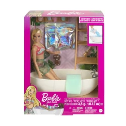 Mattel Barbie Doll & Bathtub Playset with Confetti Soap & Accessories for Kids, Blonde Hair