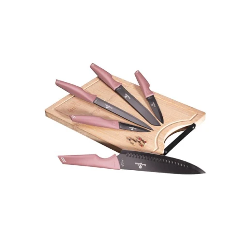 Berlinger Haus Knife & Cutting Board Set, Rose Color, 6 Pieces Berlinger Haus Knife & Cutting Board Set, Rose Color, 6 Pieces