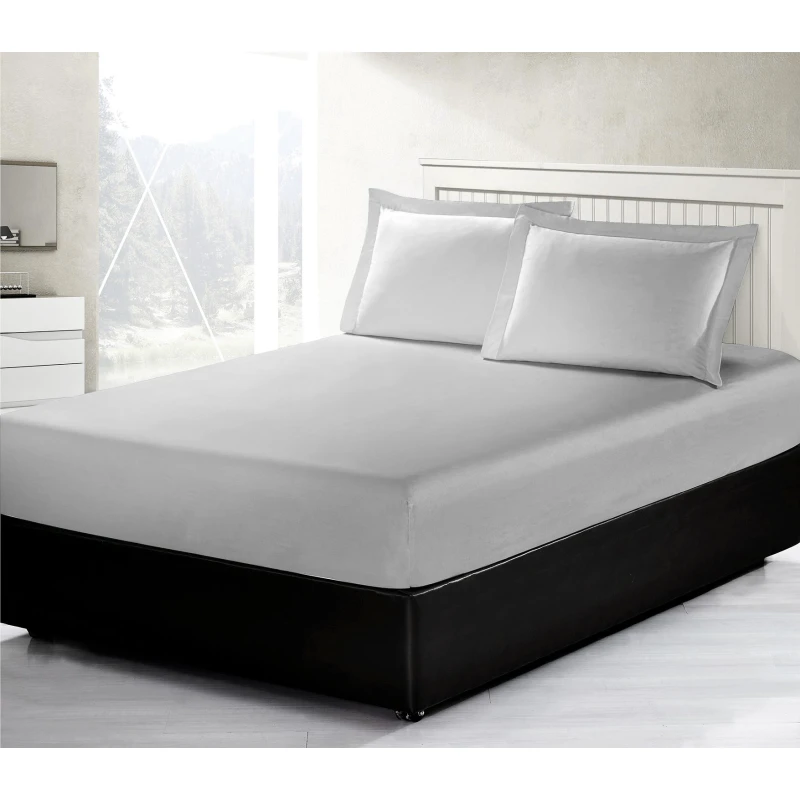 ARMN Vero Italy Fitted Sheet Set, Light Gray, Queen Size 3-Piece - Armn