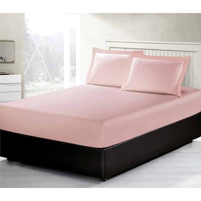 ARMN Vero Italy Fitted Sheet Set, Powder Pink, Single Size, 2-Piece - Armn