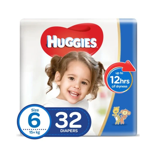 حفاضات أطفال مقاس 6, الوزن 15-20 كجم, 32 حفاضة من هجيز حفاضات أطفال مقاس 6, الوزن 15-20 كجم, 32 حفاضة من هجيز