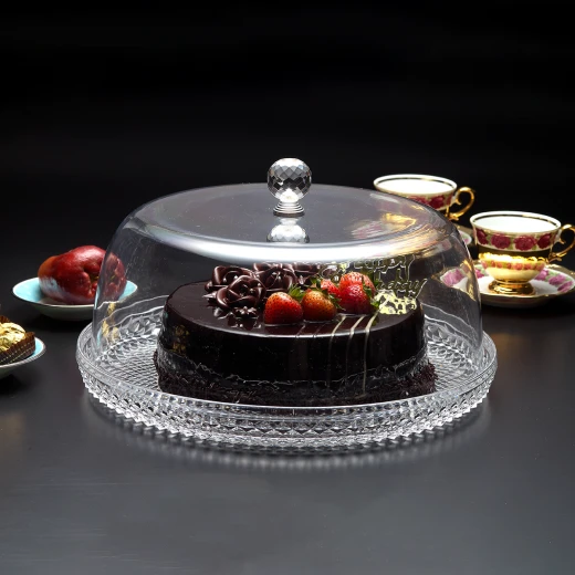 طقم أكريلك تقديم للكيك دائري بتصميم الألماس من فاج - فيغ - Image 2