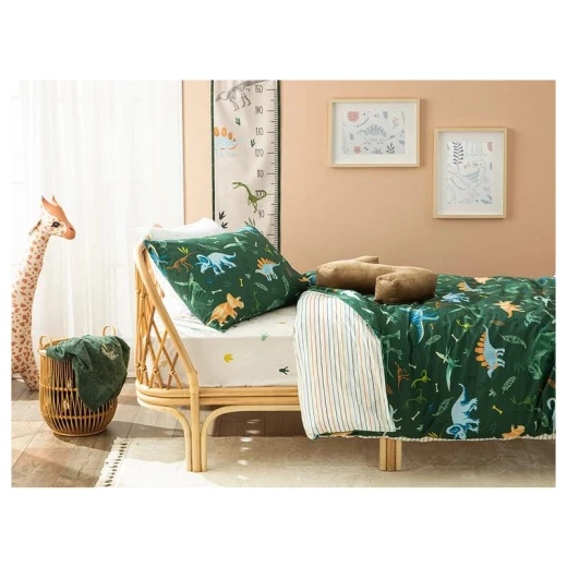 طقم غطاء لحاف قطن للأطفال، لون أخضر، 160×220 سم من انجلش هوم