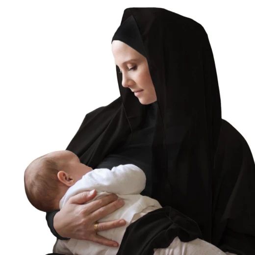 بودي نسائي للرضاعة بأكمام طويلة مع قمطة حجاب لون أسود, حجم متوسط من روق - روق - Image 6