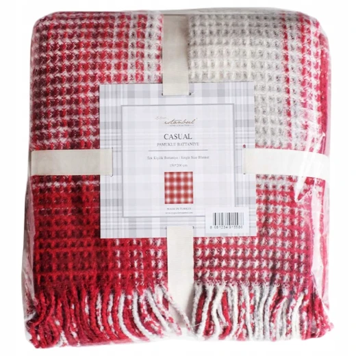 Iyigeceler Istanbul Casual Double Throw Blanket, Red, 200x220 Cm Iyigeceler Istanbul Casual Double Throw Blanket, Red, 200x220 Cm