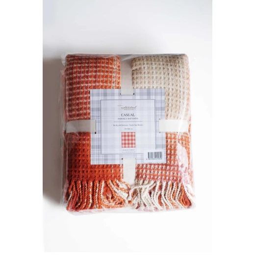 Iyigeceler Istanbul Casual Double Throw Blanket, Orange, 200x220 Cm Iyigeceler Istanbul Casual Double Throw Blanket, Orange, 200x220 Cm