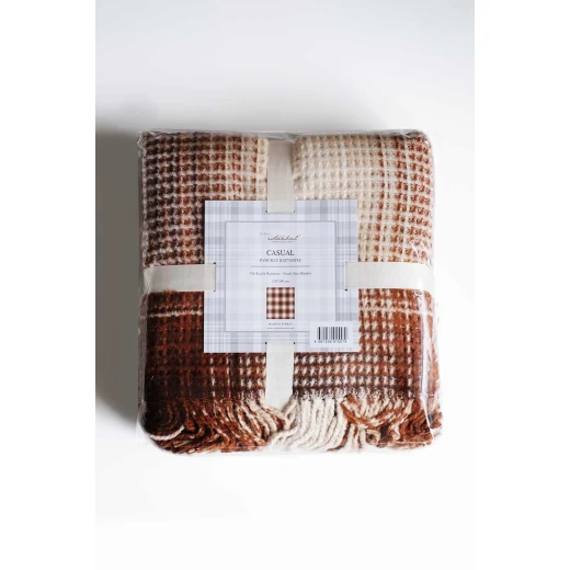 Iyigeceler Istanbul Casual Single Throw Blanket, Coffee, 150x200 Cm Iyigeceler Istanbul Casual Single Throw Blanket, Coffee, 150x200 Cm