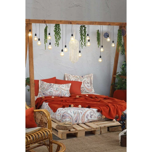 Iyigeceler Istanbul Boho Chic Double Throw Blanket Set, Cinnamon, 4 Pieces