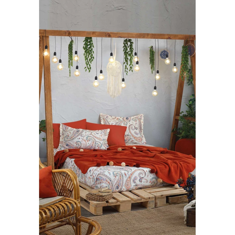 Iyigeceler Istanbul Boho Chic Double Throw Blanket Set, Cinnamon, 4 Pieces - Iyi Geceler