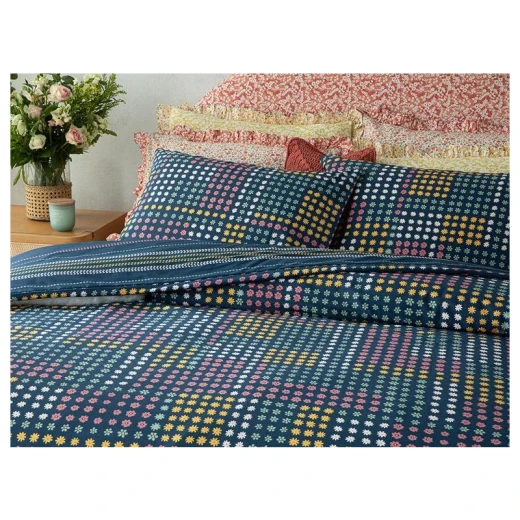 طقم غطاء لحاف مجوز، أزرق داكن، 200×220 سم من انجلش هوم - انجلش هوم - Image 3