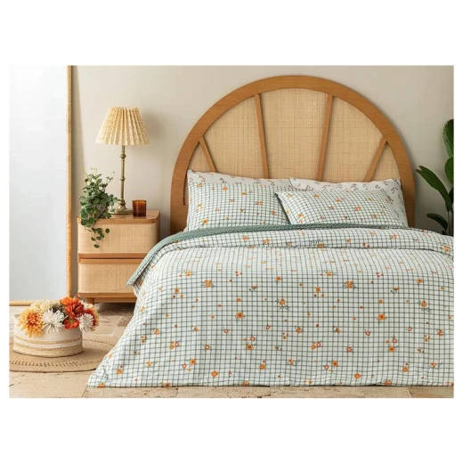 طقم غطاء لحاف قطن مجوز، أخضر، 200×220 سم, 4 قطع من انجلش هوم طقم غطاء لحاف قطن مجوز، أخضر، 200×220 سم, 4 قطع من انجلش هوم
