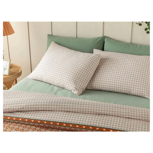 طقم غطاء لحاف قطن مجوز، برتقالي، 200×220 سم, 4 قطع من انجلش هوم - انجلش هوم - Image 4