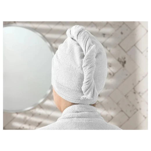 منشفة شعر قطنية ناعمة، لون أبيض من انجلش هوم