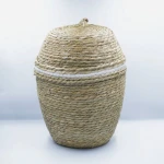سلة غسيل مستديرة صغيرة بغطاء من نوردال - بيج  من ارمان - ارمن
