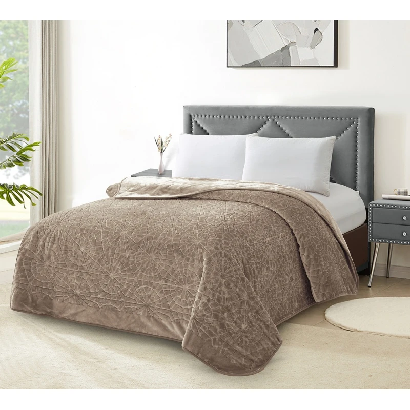 Nova home lynx engraved blanket - king/super king - moka - Nova Home