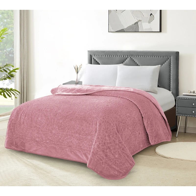 Nova home lynx engraved blanket - single/twin - pink - Nova Home