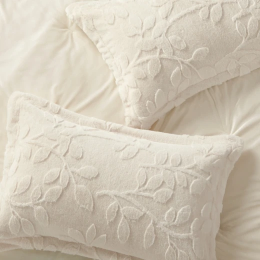 Nova Home Fleurfur Winter Jaquard Fur Comforter  Set - King/Super King - Ivory 6Pcs - Nova Home - Image 6