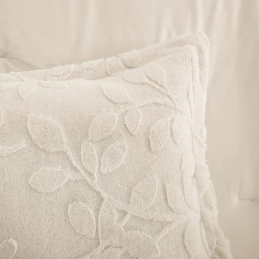 Nova Home Fleurfur Winter Jaquard Fur Comforter  Set - King/Super King - Ivory 6Pcs - Nova Home - Image 5