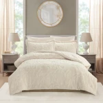 Nova Home Fleurfur Winter Jaquard Fur Comforter  Set - King/Super King - Ivory 6Pcs - Nova Home
