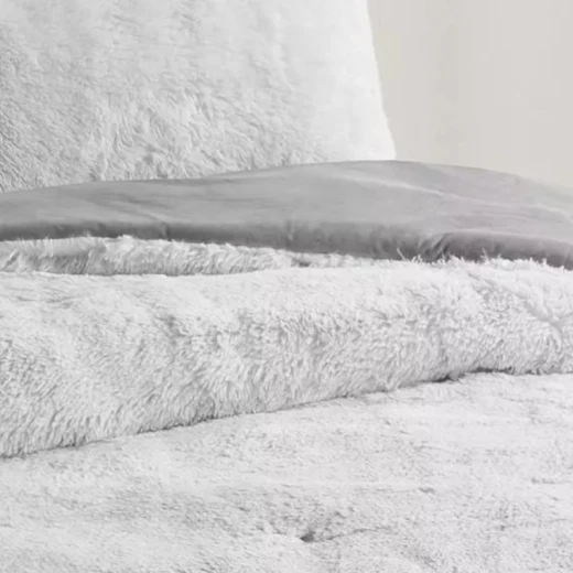 Nova Home Ombre Winter Shaggy Fur Comforter Set - Single/Twin- Grey 4 Pcs - Nova Home - Image 3