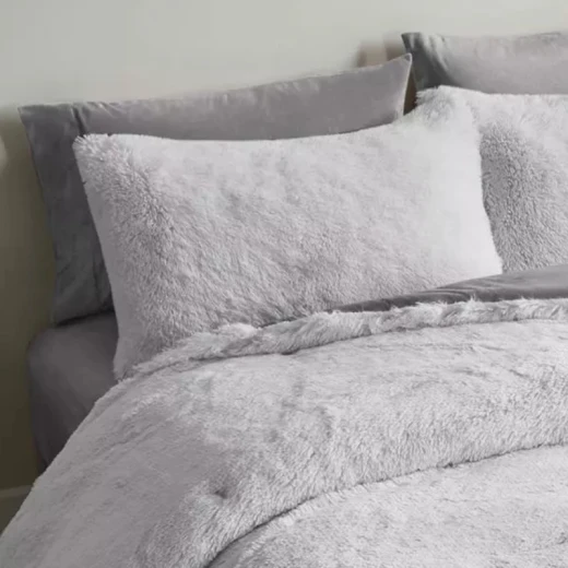 Nova Home Ombre Winter Shaggy Fur Comforter Set - Single/Twin- Grey 4 Pcs - Nova Home - Image 4