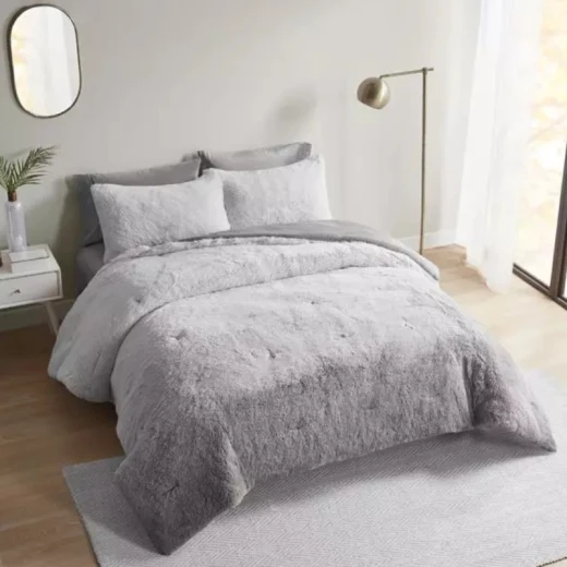 Nova Home Ombre Winter Shaggy Fur Comforter Set - Single/Twin- Grey 4 Pcs Nova Home Ombre Winter Shaggy Fur Comforter Set - Single/Twin- Grey 4 Pcs