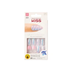 Kiss Impress Glam Fantasy Unicorn Pink Purple Medium Press On Nails Kit for Women