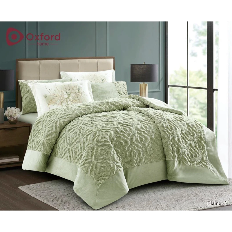 Oxford home elaine flannel comforter set king size 6 pcs - Oxford
