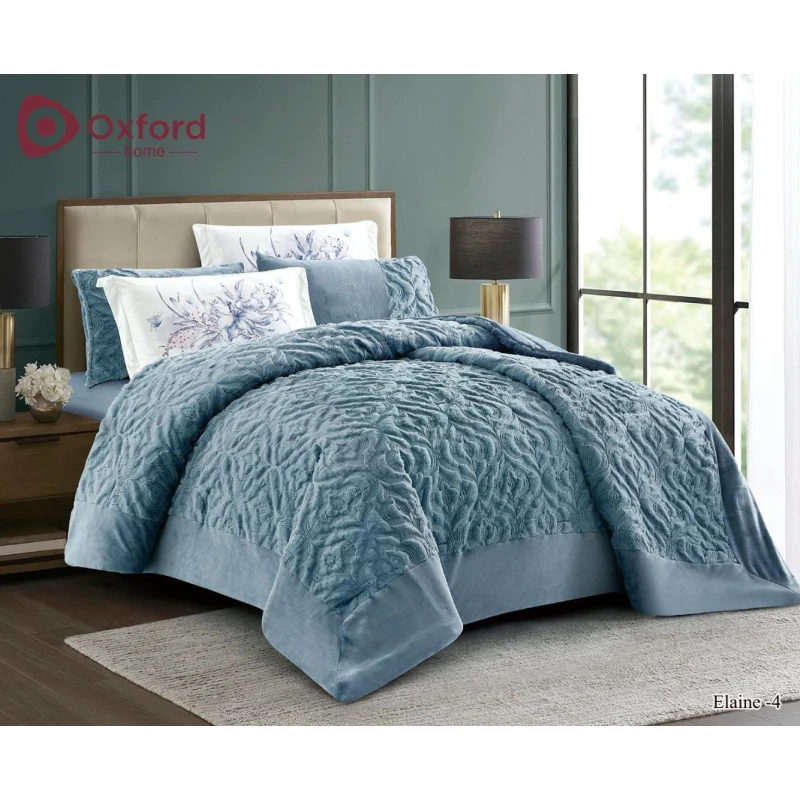 Oxford home elaine flannel comforter set king size 6 pcs - Oxford