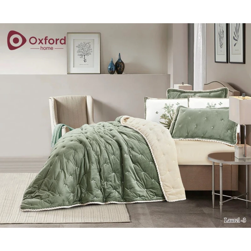 Oxford home laurel flannel comforter set king size 6 pcs - Oxford