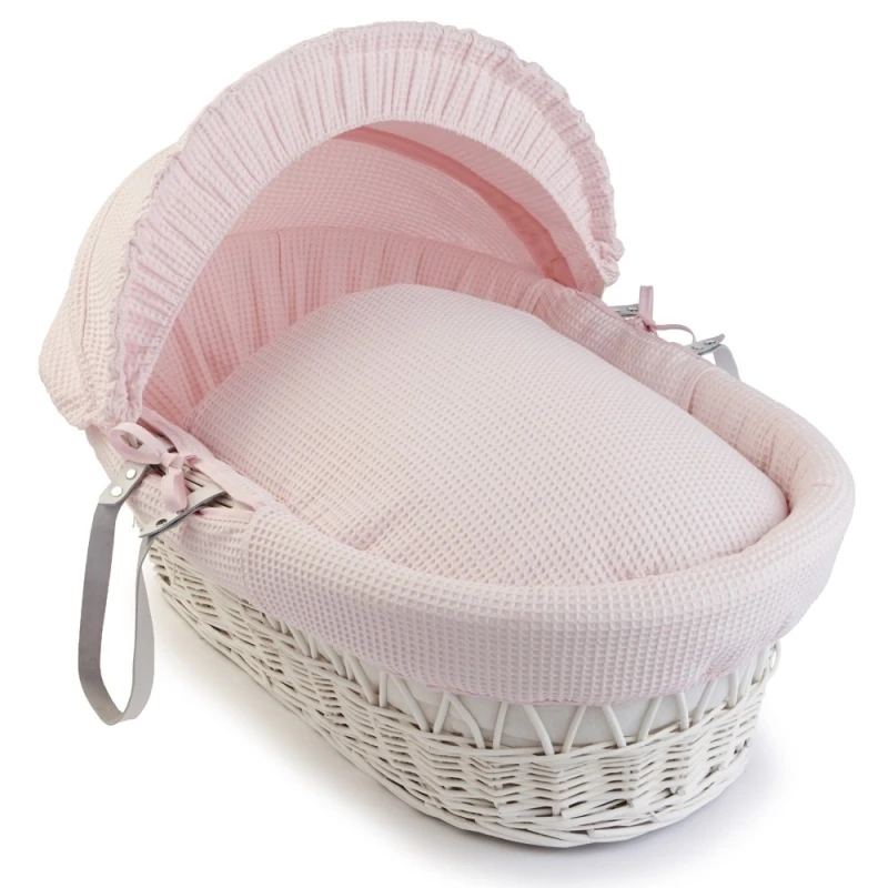 Mosses Wicker Baby Basket , Pink Color - Mosses