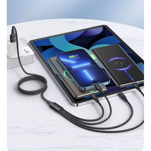 Awei CL-129 كابل بيانات USB متعدد 4 في 1 2.4 أمبير سريع Awei CL-129 كابل بيانات USB متعدد 4 في 1 2.4 أمبير سريع