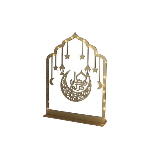 زينة رمضان لسطح الطاولة، لافتة رمضان مبارك مع اضاءة زينة رمضان لسطح الطاولة، لافتة رمضان مبارك مع اضاءة