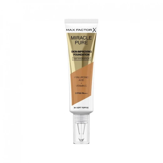 Max Factor Miracle Pure Hydrating Foundation Soft Toffee 084 SPF 30 for Flawless Coverage Makeup Max Factor Miracle Pure Hydrating Foundation Soft Toffee 084 SPF 30 for Flawless Coverage Makeup