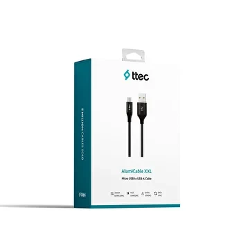 Ttec alumicable micro usb charge / data cable , 2.0 , xxl , 3mt. Black - TTEC - Image 3
