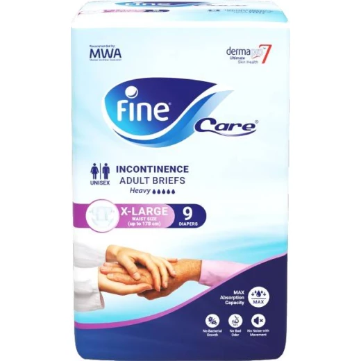 Fine care incontinence unisex adult briefs diapers waist (up to 178 cm) x- large-pack of 9 diapers - Fine - Image 2