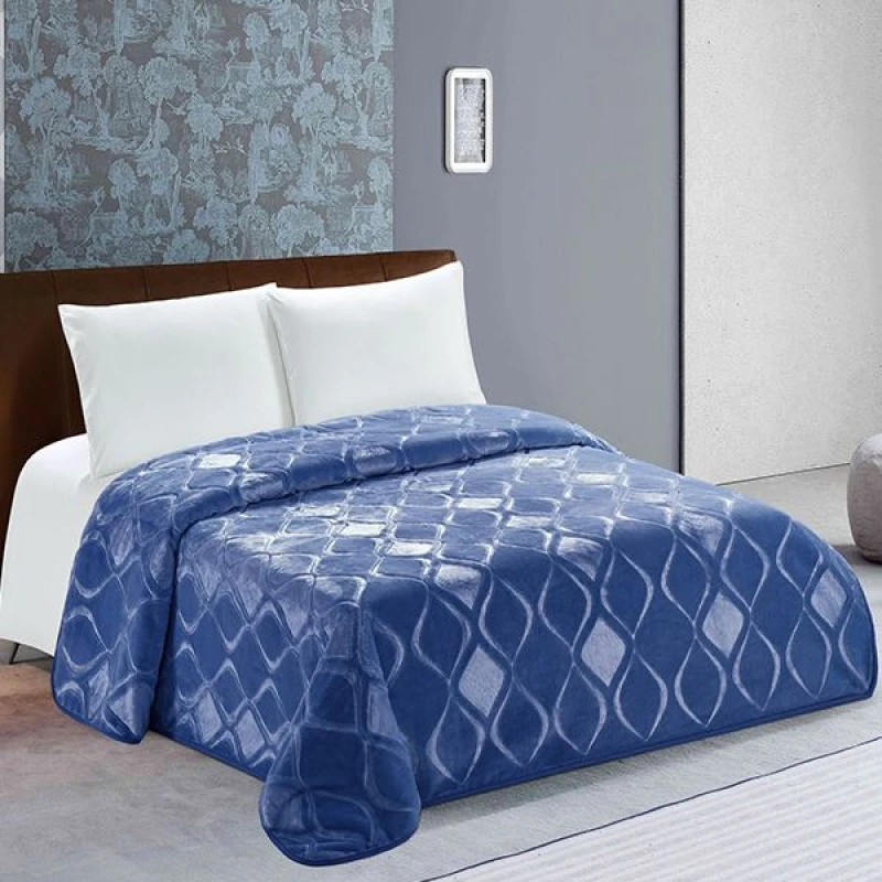 Nova home engraved diamond blanket twin size navy - Nova Home