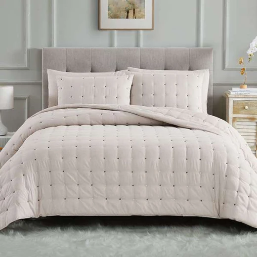 Nova Home "Natori" Embroidered Comforter Set, Beige Color, 4 Pieces - Nova Home - Image 2