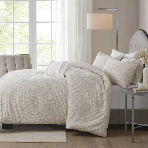 Nova Home Florence Jacquard Cotton Comforter Set, 7 Pieces, King, Super King, Beige Color - Nova Home - Image 6