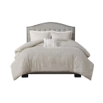 Nova Home Florence Jacquard Cotton Comforter Set, 7 Pieces, King, Super King, Beige Color - Nova Home