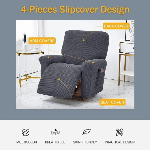 Nueva Textura "Diamante" Recliner Cover, Grey Color - Nova Home - Image 4