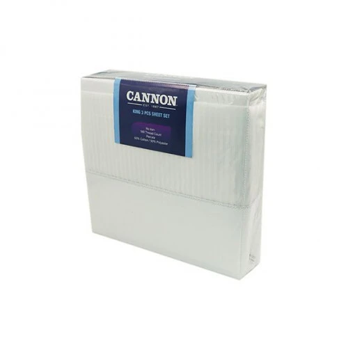 Cannon Dots & Stripes Fitted Sheet Set - Poly Cotton, Ivory Color, Twin Size - Cannon - Image 2