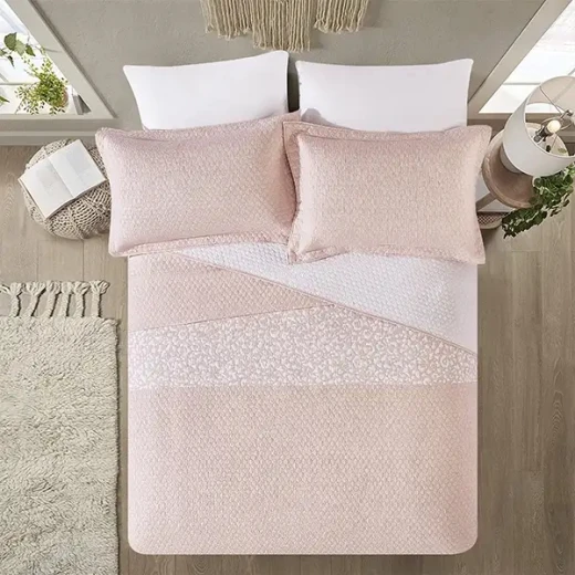 Nova Home Chervil Jacquard Bed Spread Set, Poly Cotton, Pink Color, Twin Size - Nova Home - Image 4