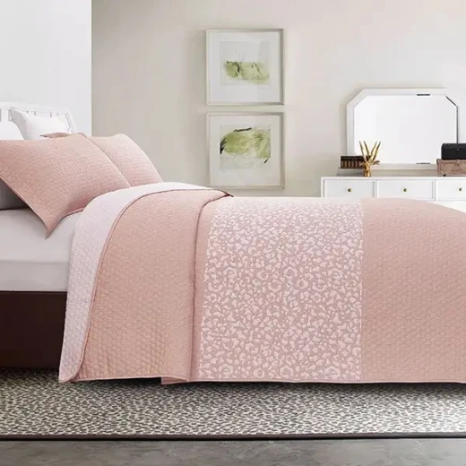 Nova Home Chervil Jacquard Bed Spread Set, Poly Cotton, Pink Color, King Size - Nova Home - Image 4