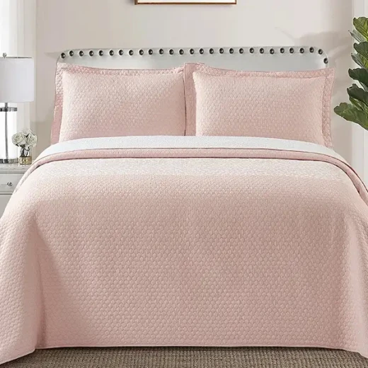 Nova Home Chervil Jacquard Bed Spread Set, Poly Cotton, Pink Color, King Size - Nova Home - Image 3