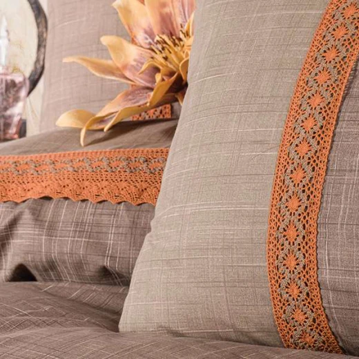 Nova Home Hazel Duvet Cover Set ,100% Cotton, Brown & Orange Color, King Size, 4 Pieces - Nova Home - Image 4