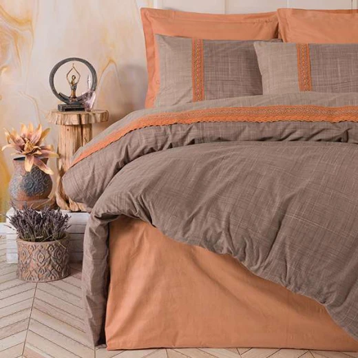 Nova Home Hazel Duvet Cover Set ,100% Cotton, Brown & Orange Color, King Size, 4 Pieces - Nova Home - Image 5
