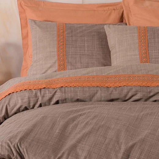 Nova Home Hazel Duvet Cover Set ,100% Cotton, Brown & Orange Color, King Size, 4 Pieces - Nova Home - Image 2