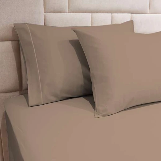 Fieldcrest Plain Fitted Sheet Set - 100% Cotton, Beige Color, Queen Size - Fieldcrest - Image 2